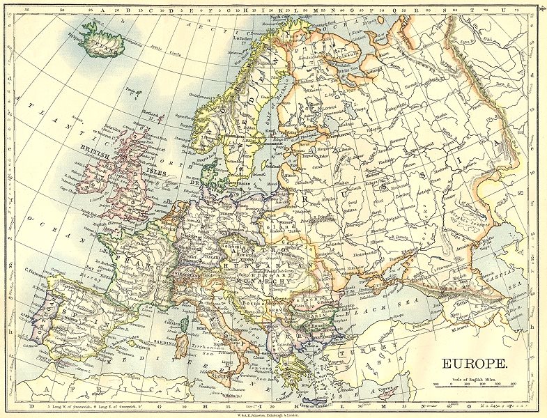 EUROPE. Europe 1897 old antique vintage map plan chart