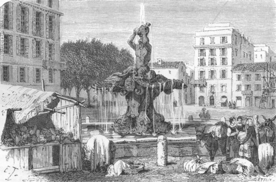 Associate Product ROME. Fountain of the Triton 1872 old antique vintage print picture