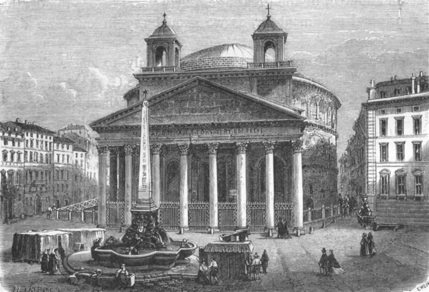 Associate Product ROME. The Pantheon of Agrippa 1872 old antique vintage print picture