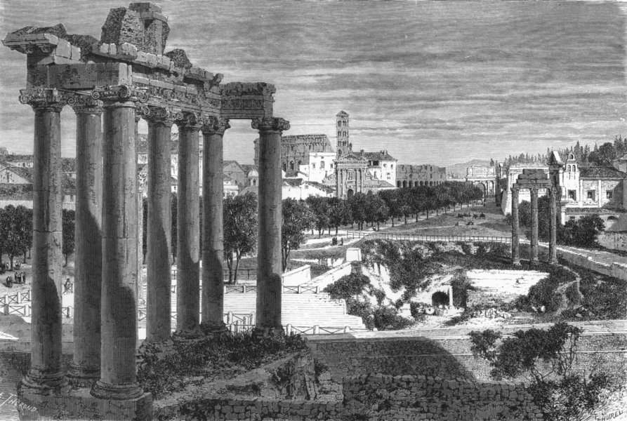 Associate Product ROME. First view of the Campo-Vaccino 1872 old antique vintage print picture