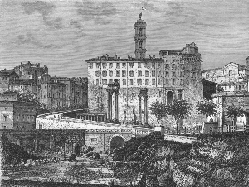 Associate Product ROME. Pavement of Julian Basilica & Tabularium 1872 old antique print picture