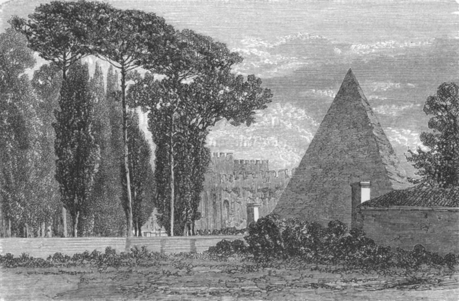 Associate Product ROME. Pyramid of Cestius 1872 old antique vintage print picture