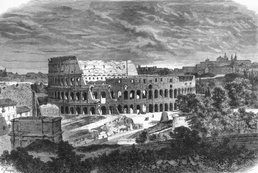 Associate Product ROME. General view of the Colloseum 1872 old antique vintage print picture