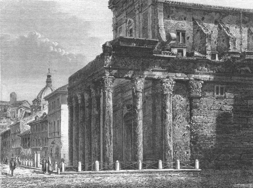Associate Product ROME. Temple of Antoninus & Faustina 1872 old antique vintage print picture