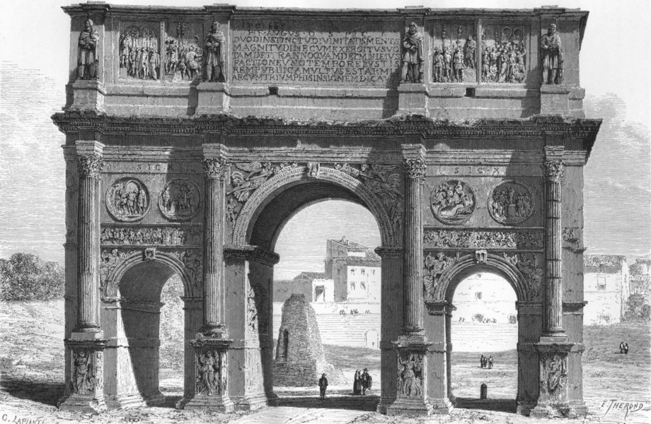 Associate Product ROME. Arch of Constantine 1872 old antique vintage print picture