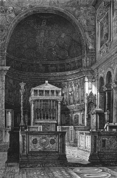 Associate Product ROME. Interior of St Clement's 1872 old antique vintage print picture