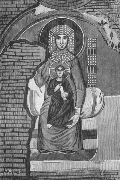 Associate Product ROME. Byzantine Madonna. Fresco of 9th Century 1872 old antique print picture