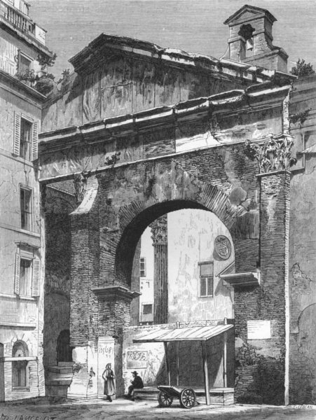 Associate Product ROME. Pediment of Portico Octavia 1872 old antique vintage print picture