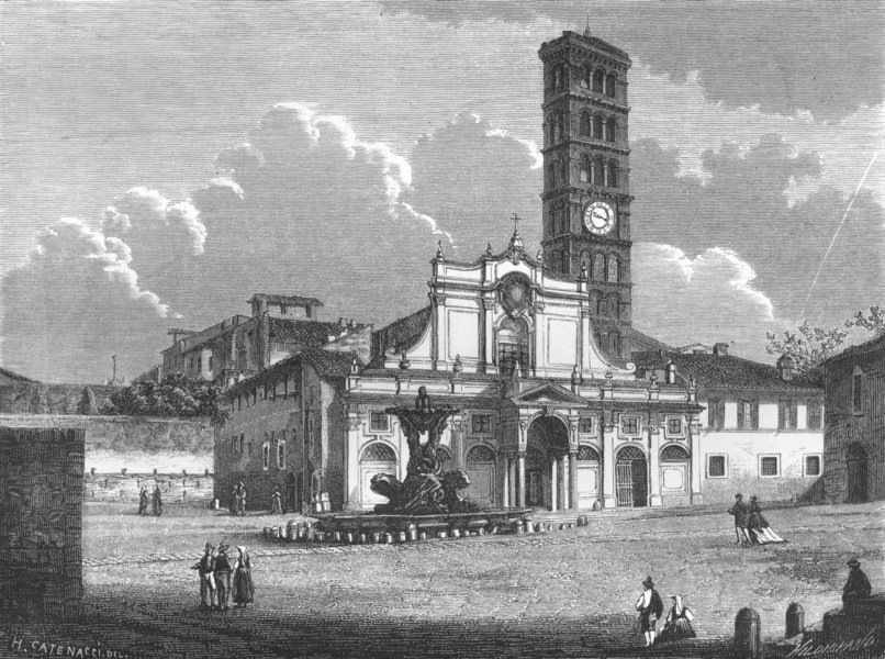 ROME. Santa Maria in Cosmedin 1872 old antique vintage print picture
