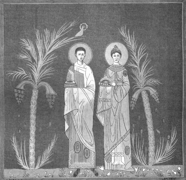 Associate Product ROME. St Caecilia, 9th Century Mosaic, Valerianus  1872 old antique print