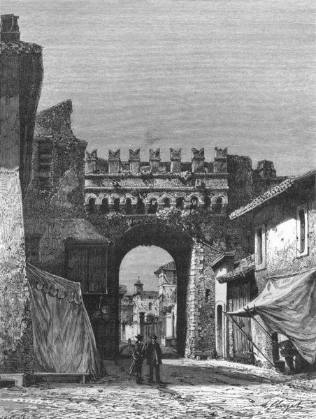 Associate Product ROME. La Porta Settimiana, Trastevere 1872 old antique vintage print picture
