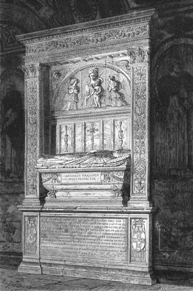 Associate Product ROME. Tomb of Cardinal Ferrici, Minerva 1872 old antique vintage print picture