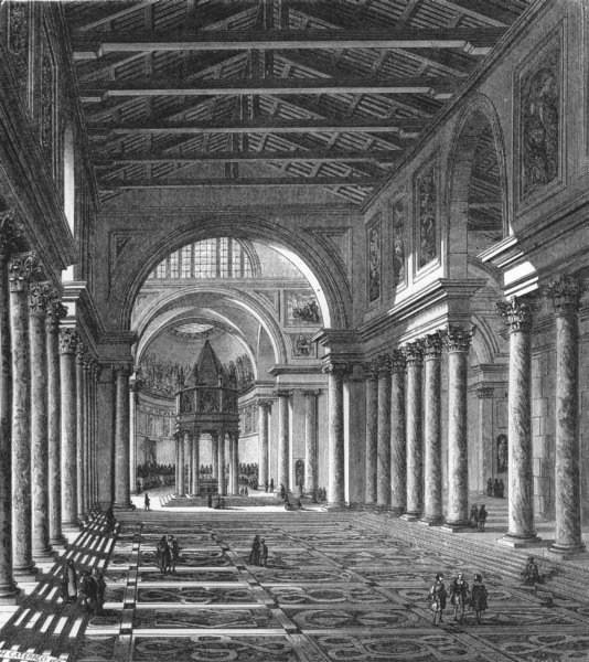 Associate Product ROME. Constantinian Basilica of St Peter's 1872 old antique print picture