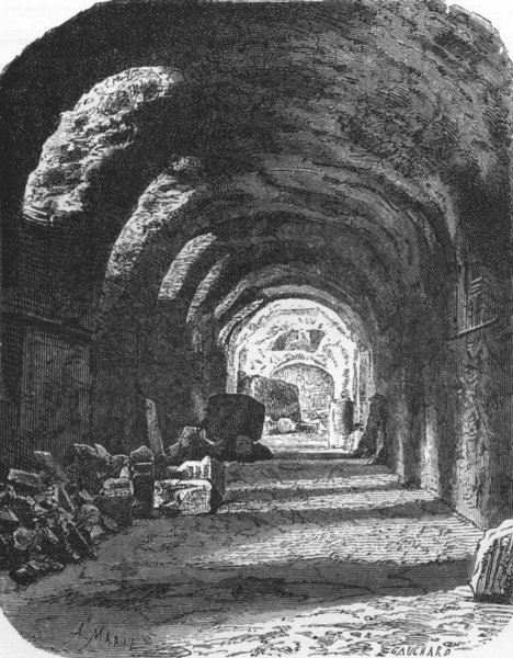Associate Product ROME. Vaulted Passage, Tiberius to Public Palace 1872 old antique print