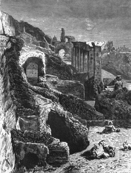 Associate Product ROME. Ruins, Palaces of Tiberius 1872 old antique vintage print picture