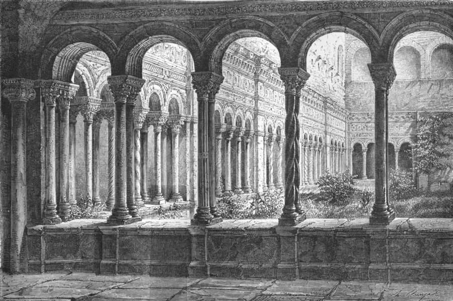 Associate Product ROME. Cloister of St John Lateran 1872 old antique vintage print picture