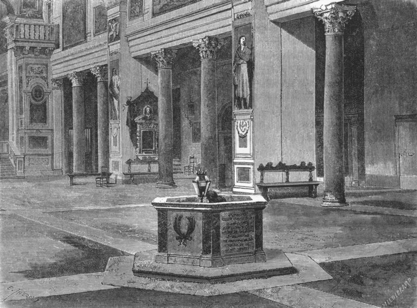 Associate Product ROME. Interior of S Prassede 1872 old antique vintage print picture