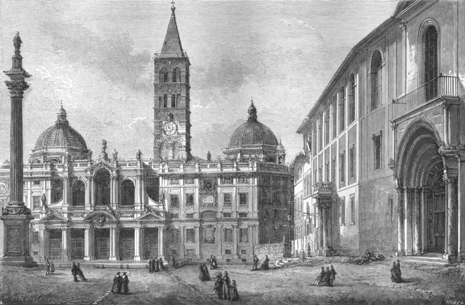Associate Product ROME. Sta Maria Maggiore-Benedict XIV-Sant' Antonio 1872 old antique print