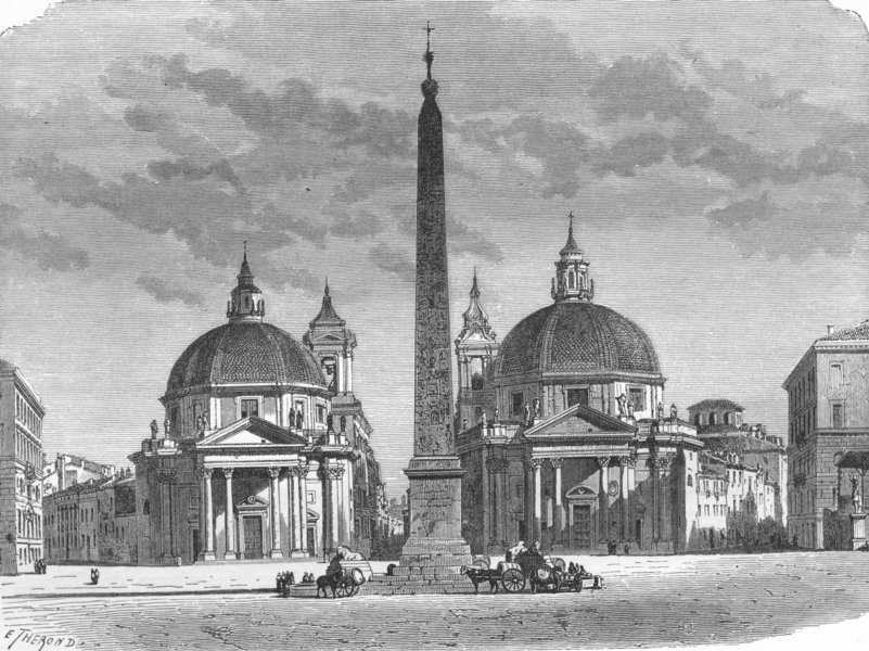 Associate Product ROME. Piazza Del Popolo. Babbuino, Corso, Ripetta 1872 old antique print