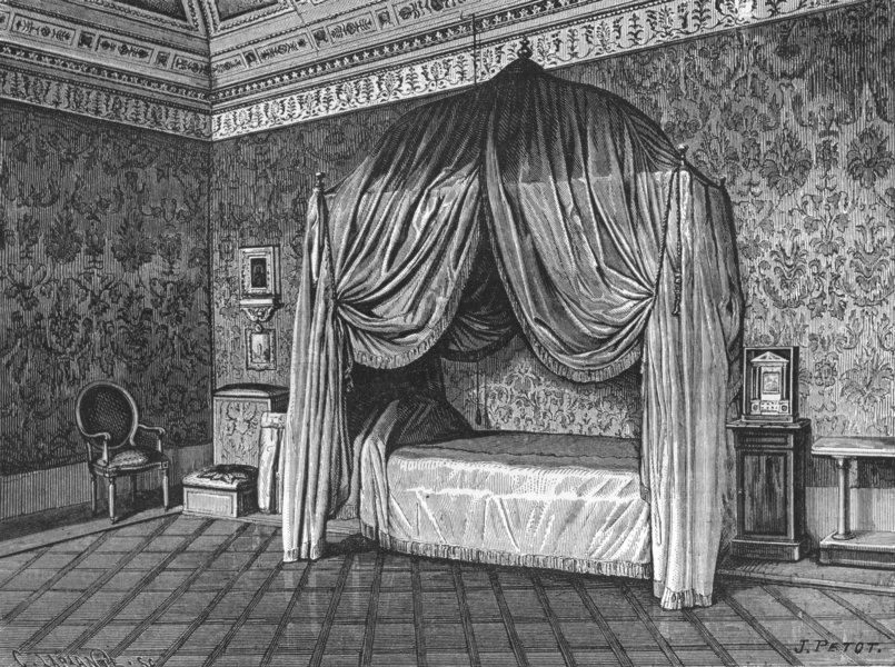 Associate Product VATICAN. Bed-chamber of Pope Pius IX 1872 old antique vintage print picture