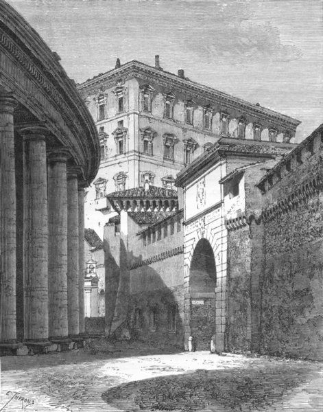 Associate Product VATICAN. Porta Angelica-Pontifical House  1872 old antique print picture