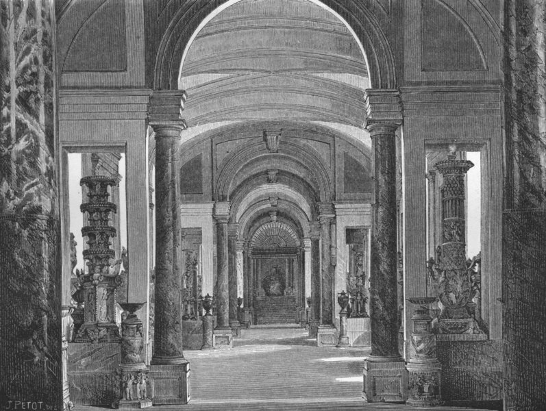 VATICAN. Gallery of the Candelabra 1872 old antique vintage print picture