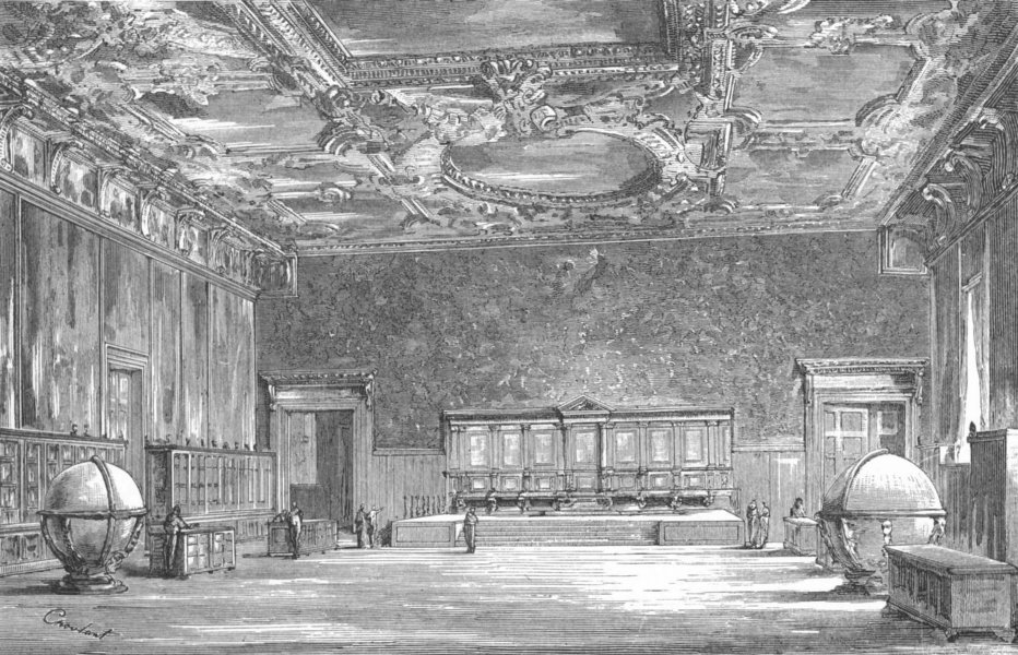 Associate Product VENICE. Hall of Gt council-Ducal Palace 1880 old antique vintage print picture