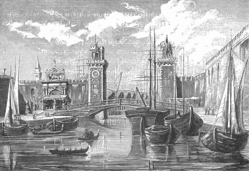 Associate Product VENICE. Entrance of the Arsenal 1880 old antique vintage print picture