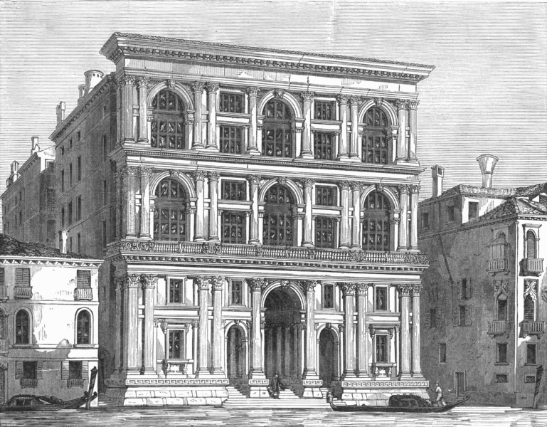 Associate Product VENICE. Grimani Palace, Grand Canal-Sammicheli 1880 old antique print picture