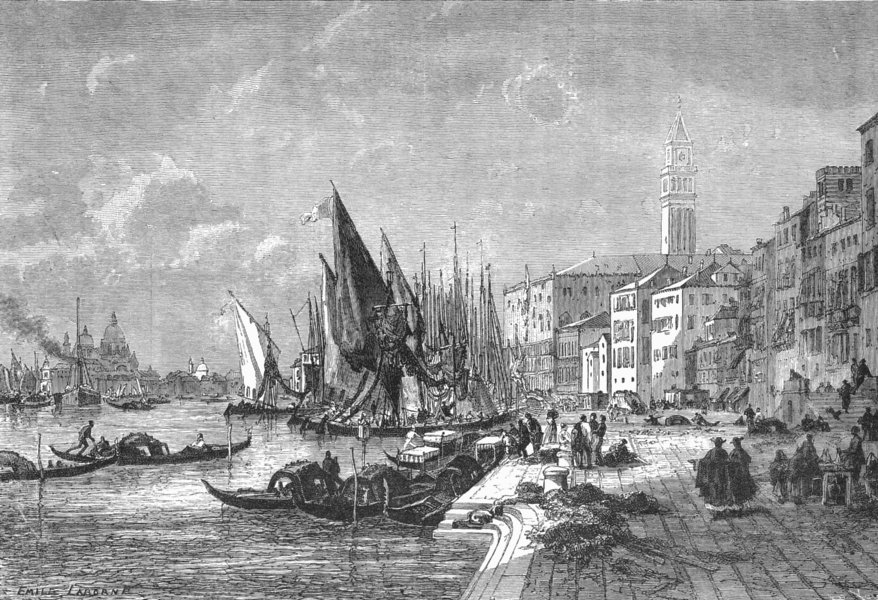 Associate Product VENICE. View from Riva Dei Schiavoni 1880 old antique vintage print picture