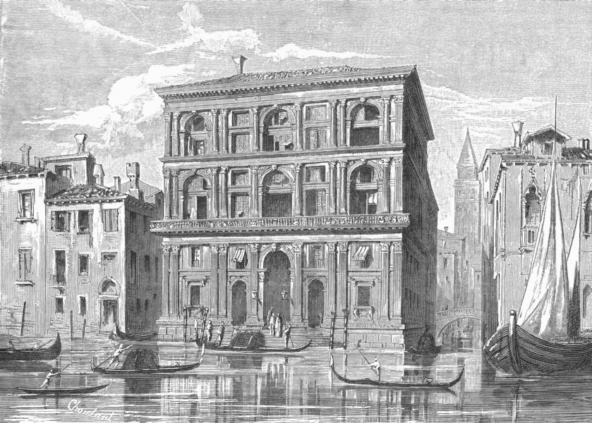Associate Product VENICE. Grimani Palace-Grand Canal 1880 old antique vintage print picture
