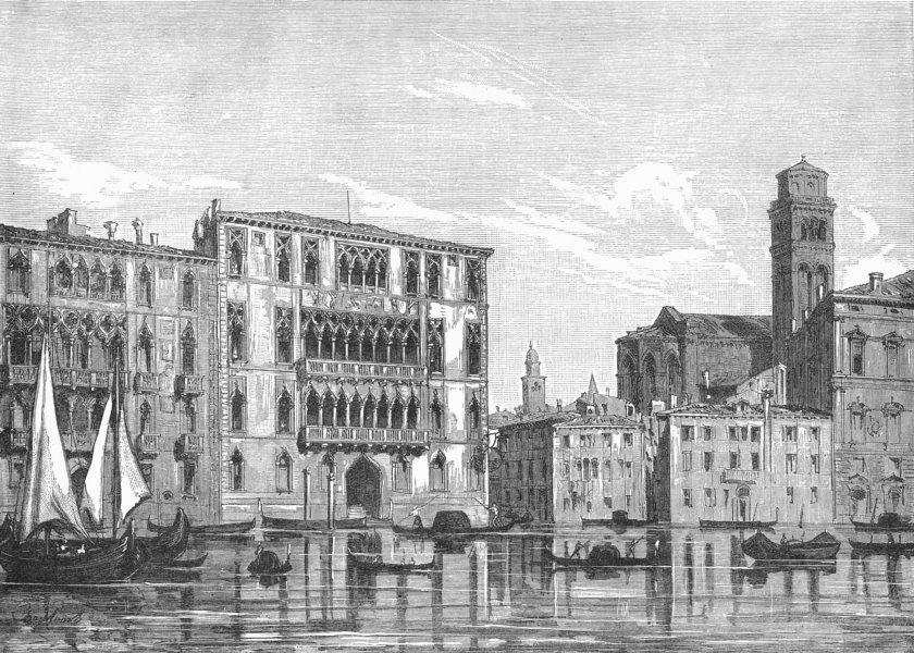 Associate Product VENICE. Foscari & Giustiniani Palaces-Grand Canal 1880 old antique print