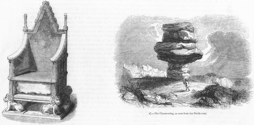 Associate Product CORNWALL. Cheesewring; CORONATION CHAIR. Stone Scone 1845 old antique print