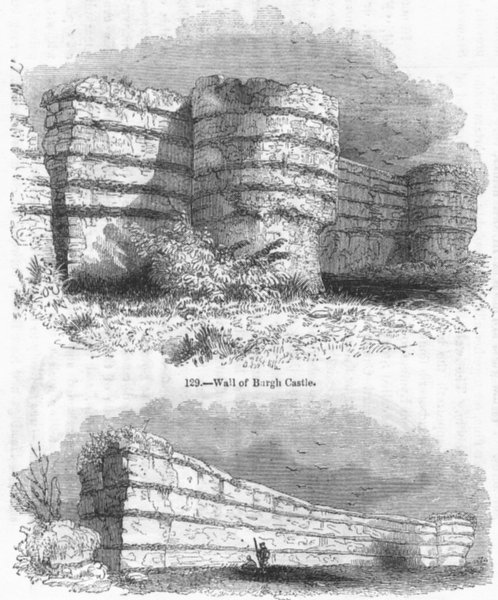 Associate Product NORFOLK. Wall of Burgh Castle;  1845 old antique vintage print picture