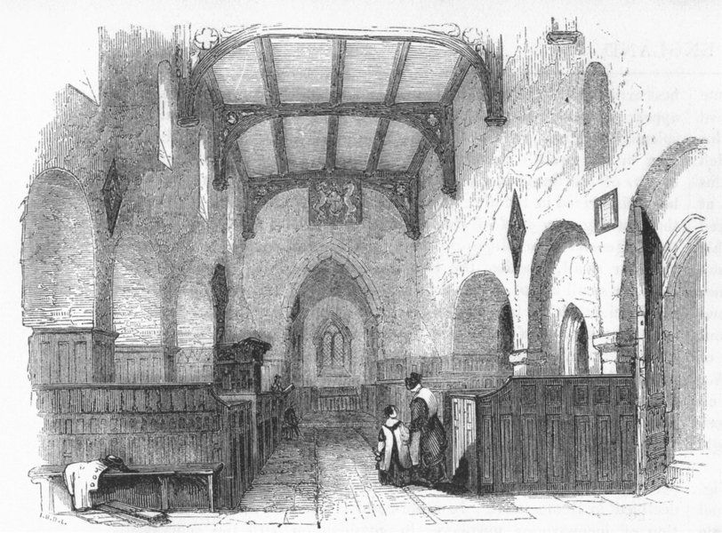 Associate Product HERTS. St Michael's Church, St Alban's 1845 old antique vintage print picture