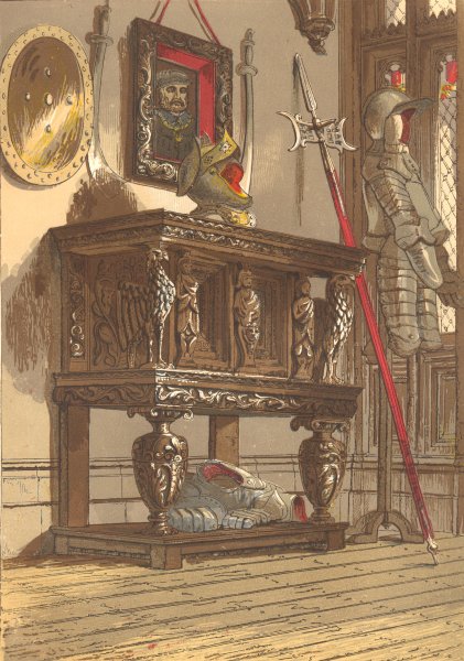 Associate Product FURNITURE. Elizabethan sideboard in Warwick Castle 1845 old antique print