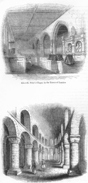 Associate Product ROME. St Peter's Chapel, Tower of London; White 1845 old antique print picture