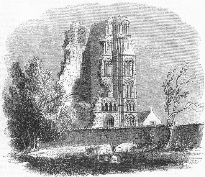 Associate Product KENT. Ruins, Augustine Monastery, Canterbury 1845 old antique print picture