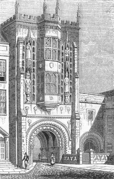 Associate Product GLOS. Abbey Gateway, Bristol window restored 1845 old antique print picture