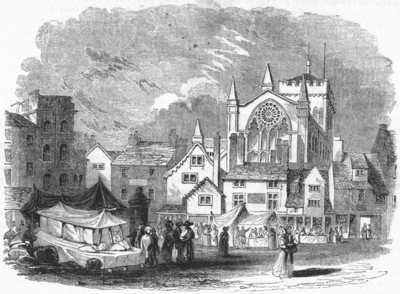 Associate Product NORTHUMBS. Priory Church, Hexham East end 1845 old antique print picture