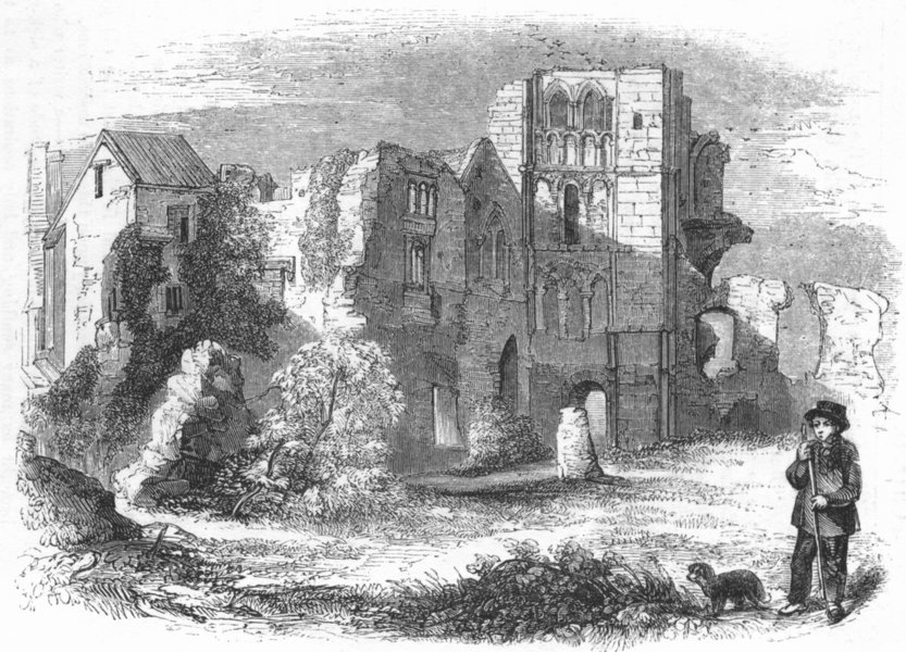 NORFOLK. Castleacre Priory, Norfolk 1845 old antique vintage print picture