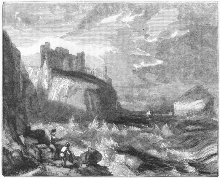 Associate Product SCOTLAND. Tantallon Castle, with Bass Rock 1845 old antique print picture