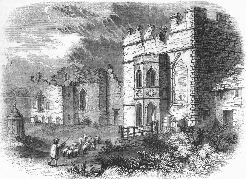 STAFFS. Tutbury Castle Yd 1845 old antique vintage print picture