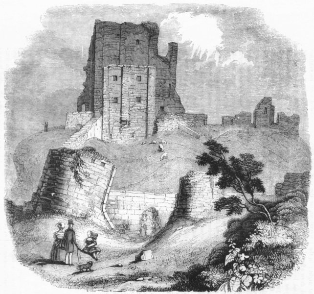 DORSET. Corfe Castle, Dorsetshire 1845 old antique vintage print picture