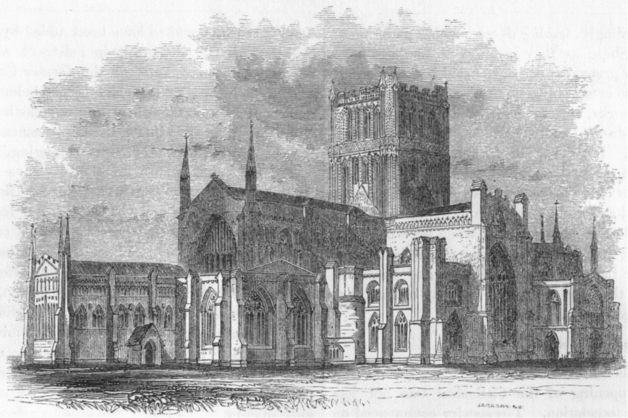 Associate Product HEREFORD. Hereford Cathedral 1845 old antique vintage print picture