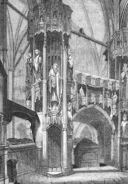 LONDON. Shrine of Henry V, in Westminster Abbey 1845 old antique print picture