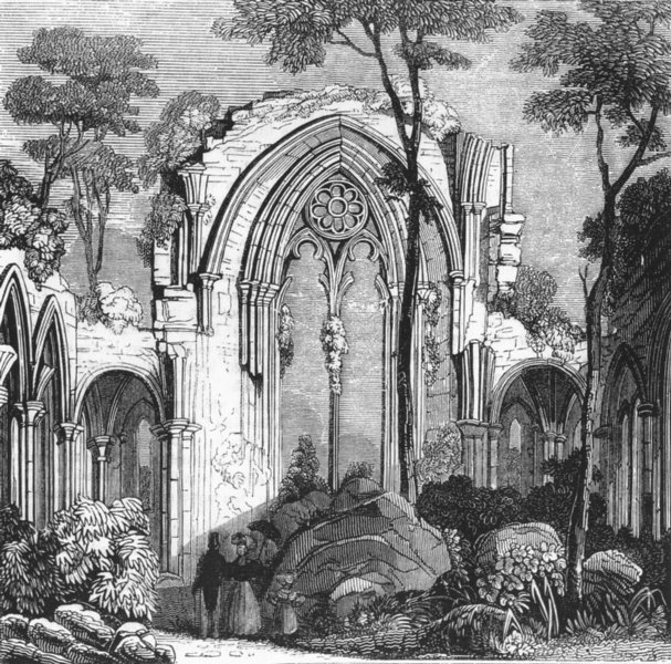 HANTS. Ruins of Netley Abbey 1845 old antique vintage print picture