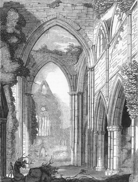Associate Product WALES. View of Tintern Abbey 1845 old antique vintage print picture