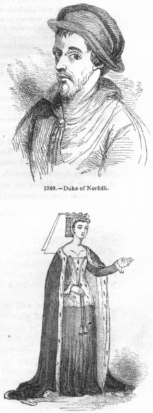 Associate Product ROYALTY. Duke Norfolk; Anne, Queen of Richard III 1845 old antique print