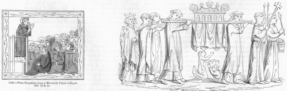 Associate Product CLERGY. Friar Preacher; Passage Host Cripple worship 1845 old antique print